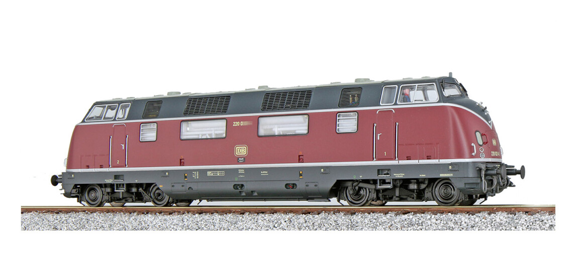 ESU 31750 Diesel loco, H0, 220 076 DB, oud rood, Era IV, Geluid+rook, DC/AC ESU 31750 Diesel loco, H0, 220 076 DB, oud rood, Era IV, Geluid+rook, DC/AC