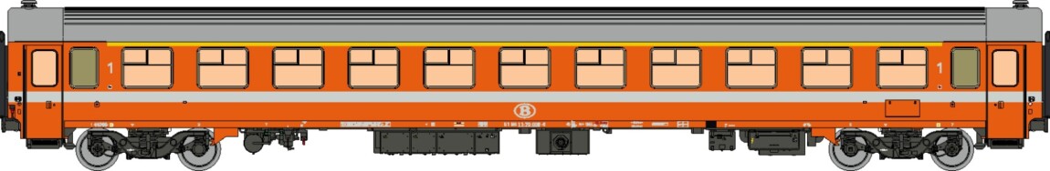 PROMO Ls models 42375 passagiersrijtuig I10, A11, C1 zonder airco, 1ste klas, tijdperk IVb, NMBS/SCNB schaal H0